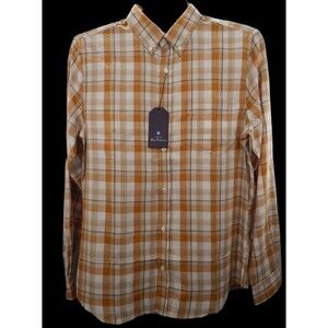 Ben Sherman Long Sleeve Butterscotch Yellow Plaid Shirt Men’s MED Button Up NWT